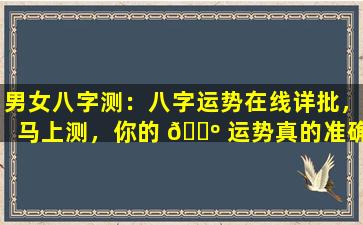 男女八字测：八字运势在线详批，马上测，你的 🐺 运势真的准确吗